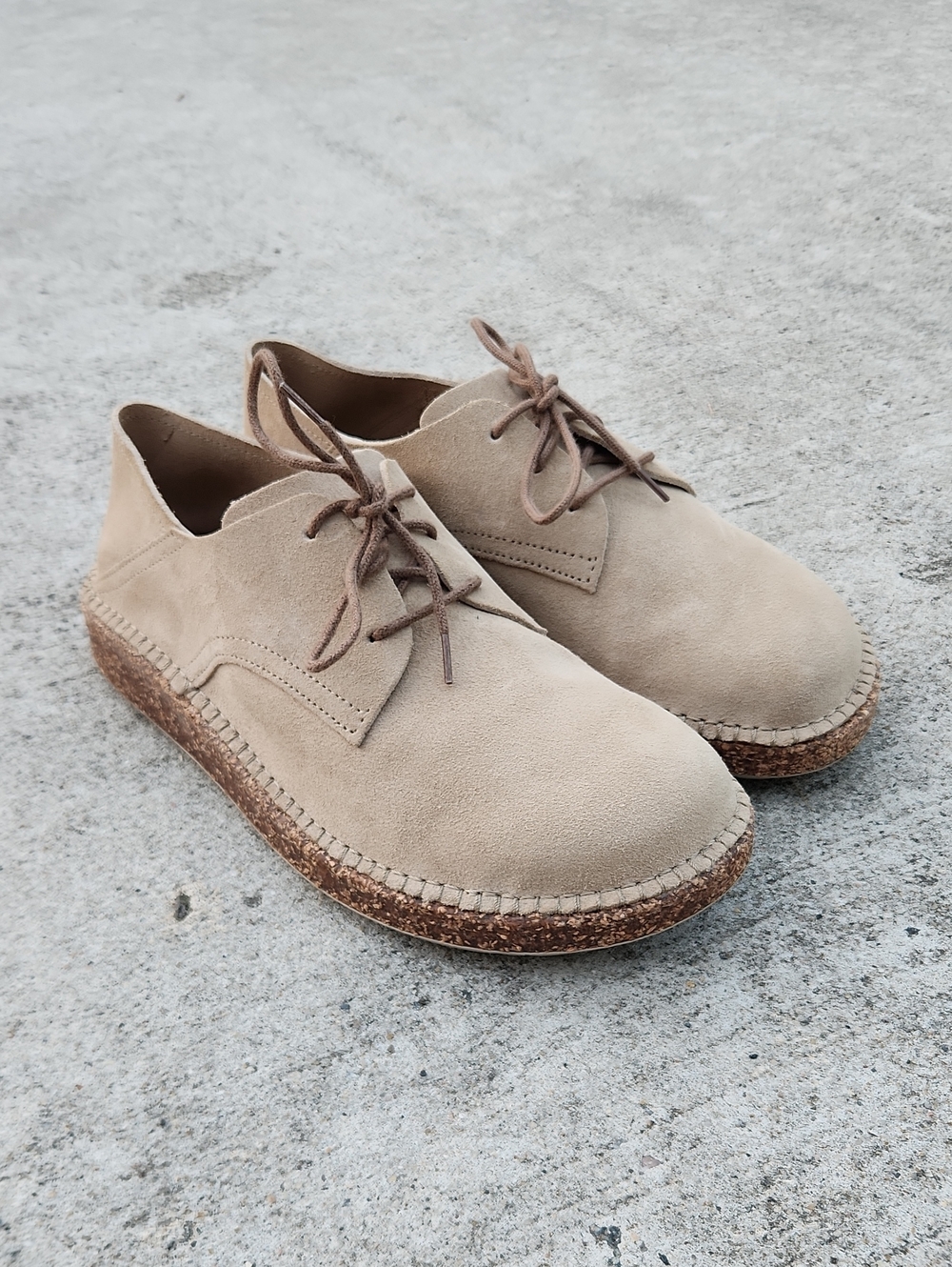 Birkenstock Men's Suede Derby Shoes in Beige,Size 41